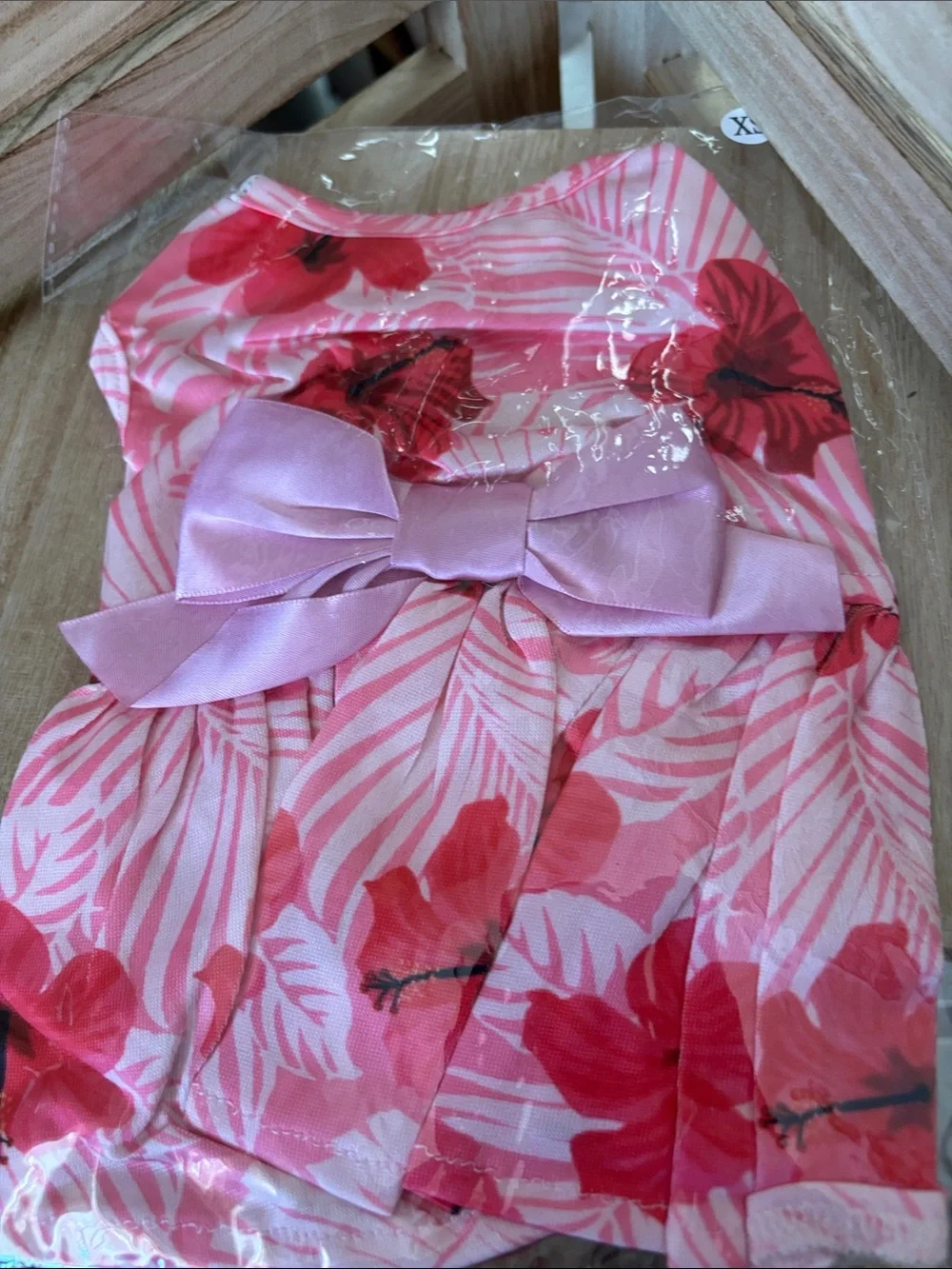Pink Floral Bow Dog Sundress XS